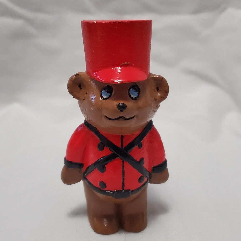 Vintage Nutcracker Bear Christmas Ceramic Figurine 3.75 in Tall Dated 1982